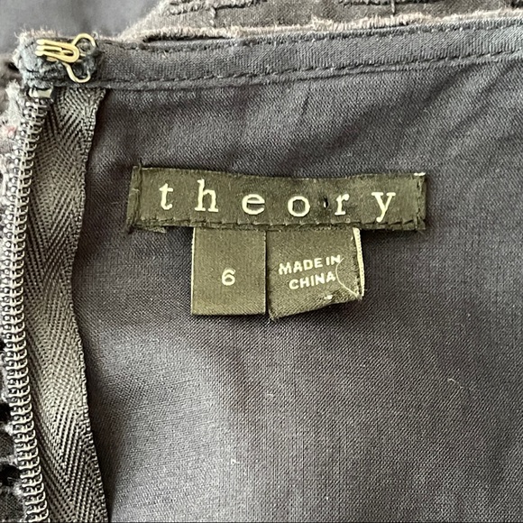 Theory Size 6 Navy Blue Short Sleeve Eyelet Embroidered Shift Dress - Picture 8 of 9